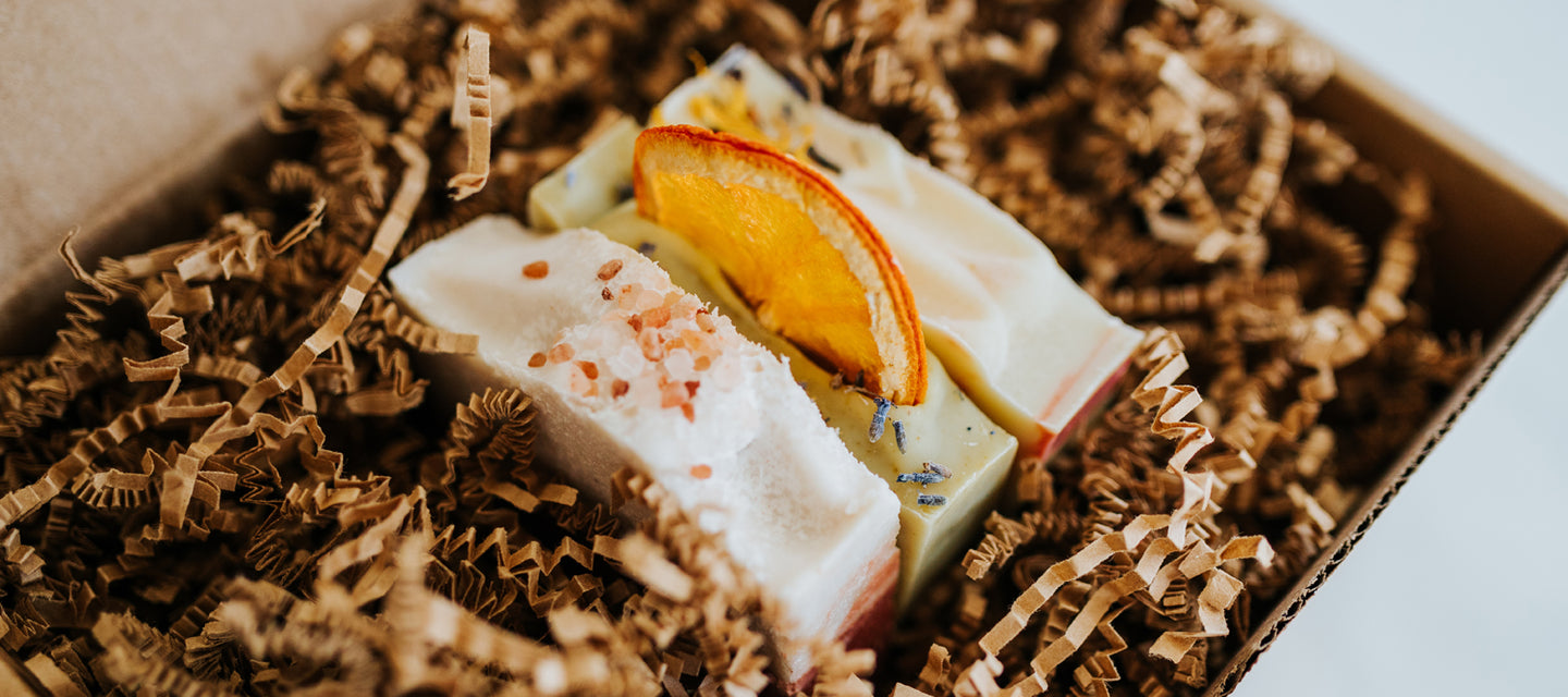 three all natural bars of soap in gift box